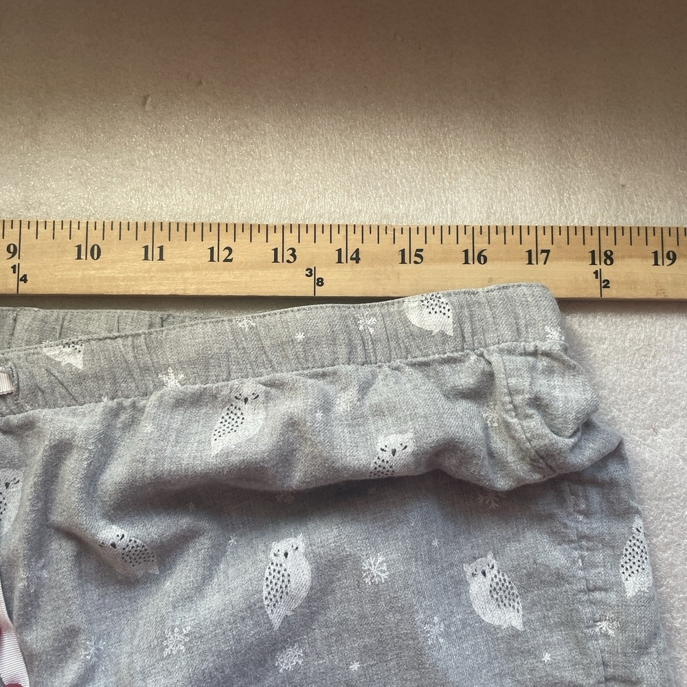 LOFT Sleep Cotton Blend Pajama Set Women L Gray Owls Short Sleeve Top Long Pants - Picture 7 of 11
